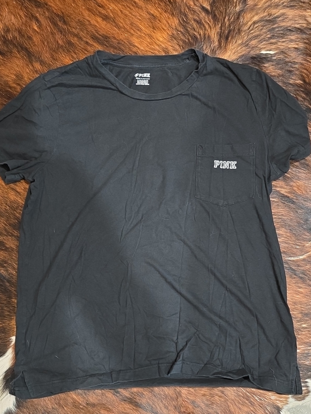 PINK Victoria's Secret Black Short Sleeve Pocket Tee
